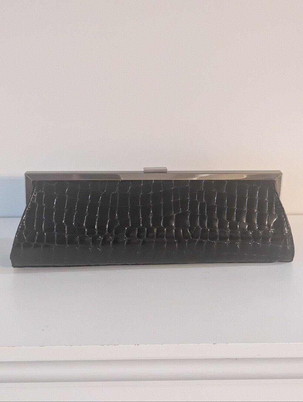 Real Leather Black Patent Leather Clutch Elegant Mob Wife Luxury Sabina HandBag